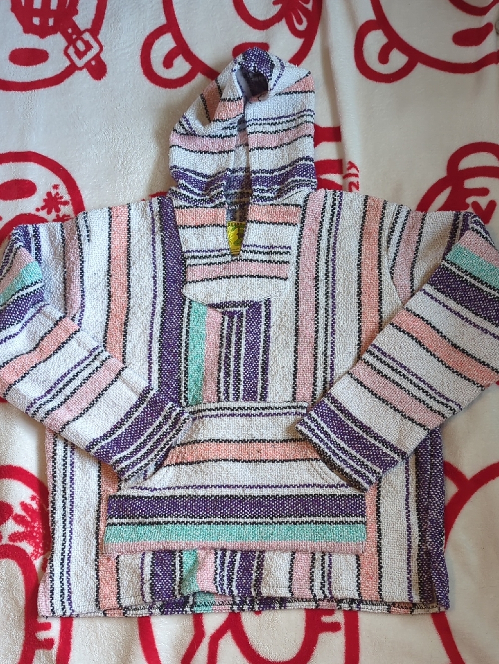 Striped Hooded Women's Sweater in Pastel Pink, Purple & Mint